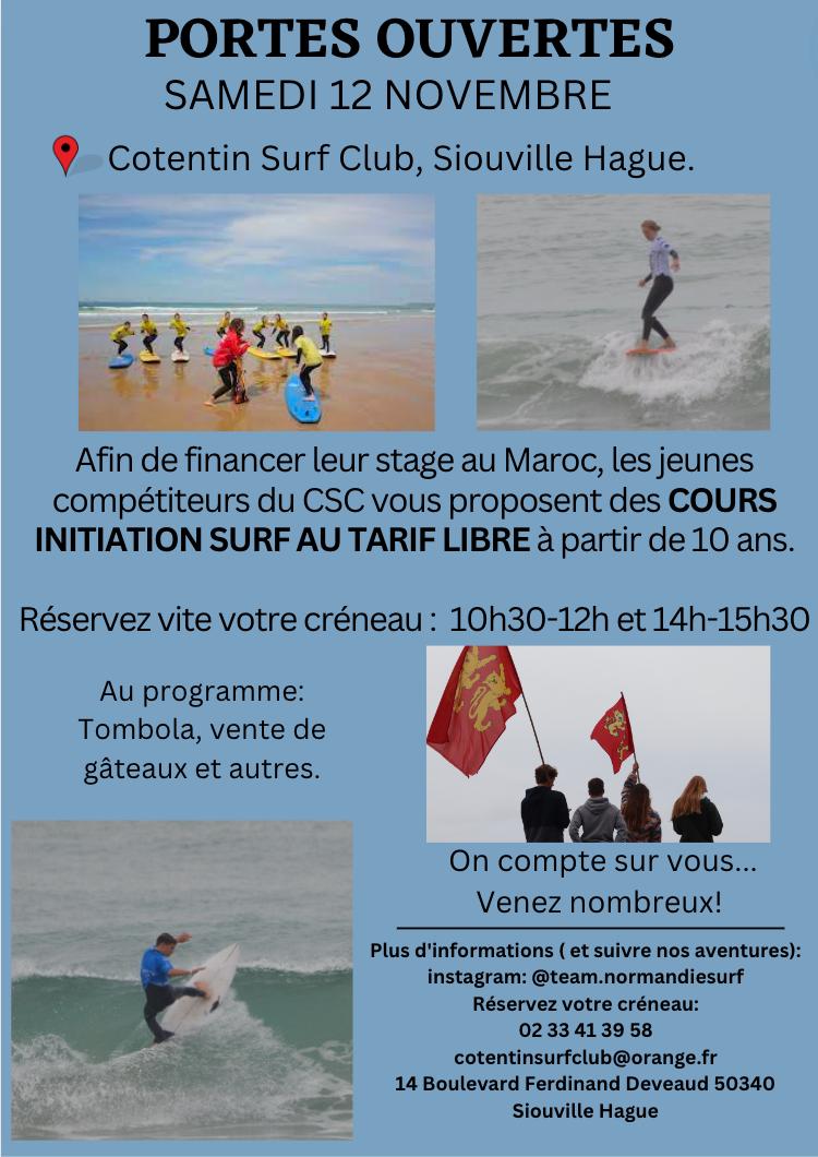 Initiations surf à tarifs libres samedi 12 novembre à Siouville