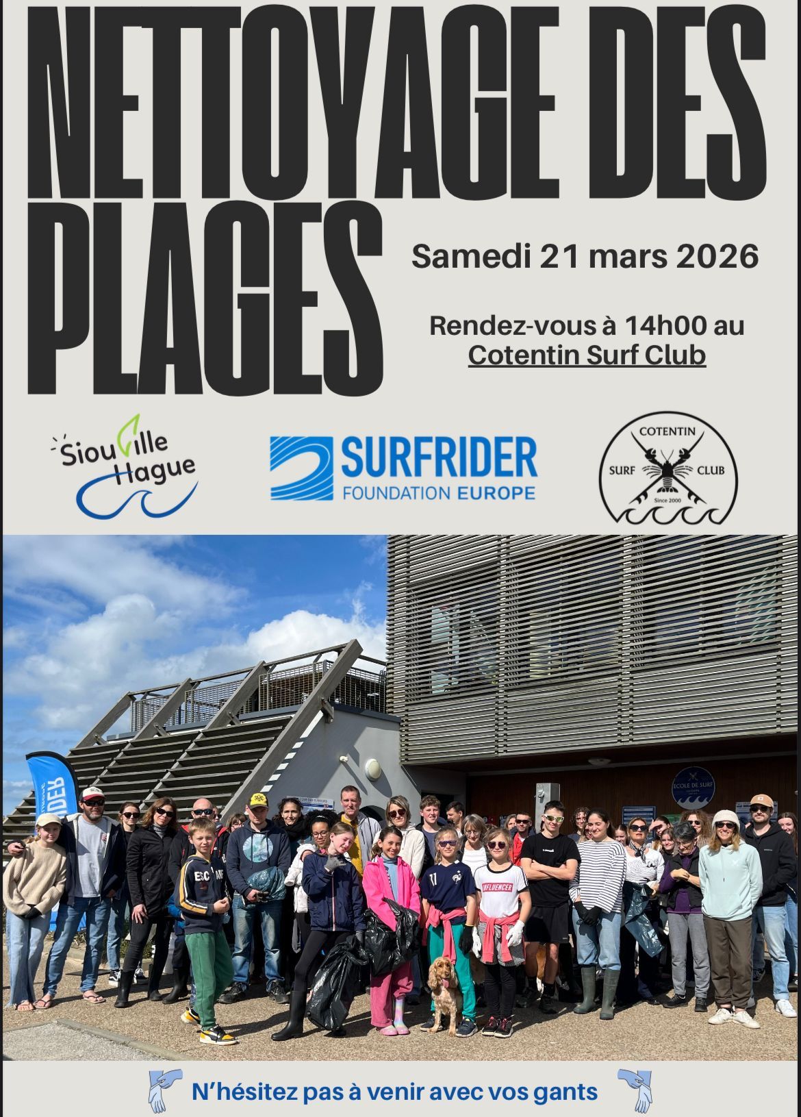 Reprise en vue et nettoyage de plage le 21 mars à Siouville